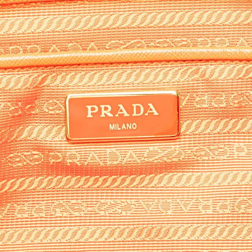 Prada Saffiano Trimmed Tessuto Satchel Orange Good condition - Box View