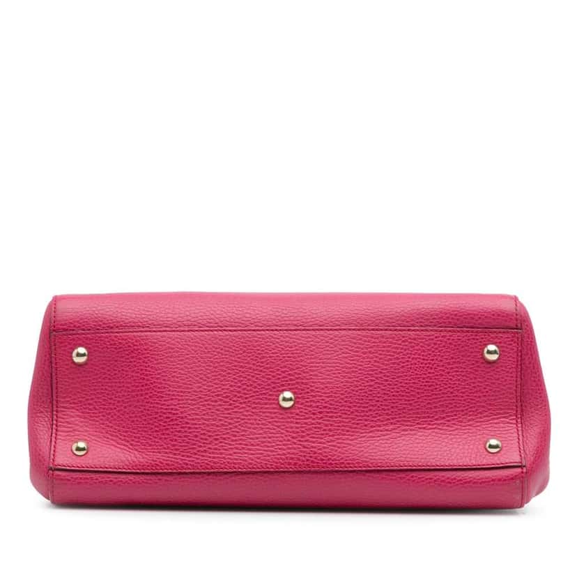 Gucci Calfskin Swing Top Handle Satchel Pink Leather Good condition - Inside View