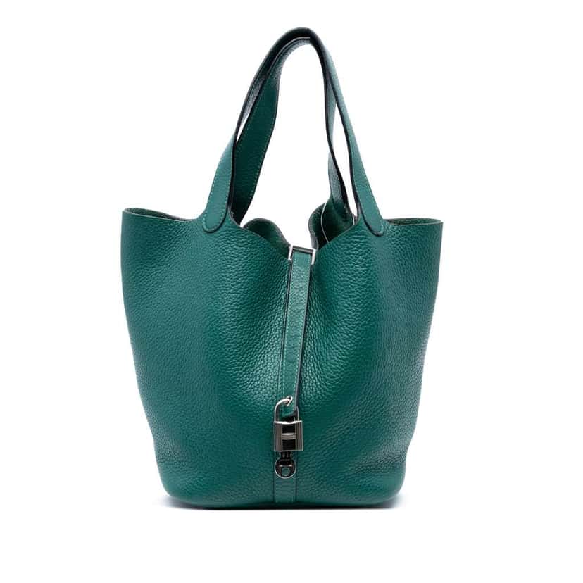 Hermès Clemence Picotin Lock 22 Green Leather Good condition - Front View