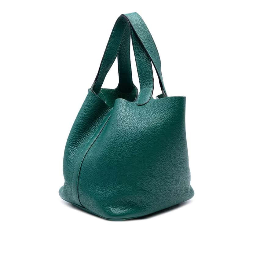 Hermès Clemence Picotin Lock 22 Green Leather Good condition - Back View