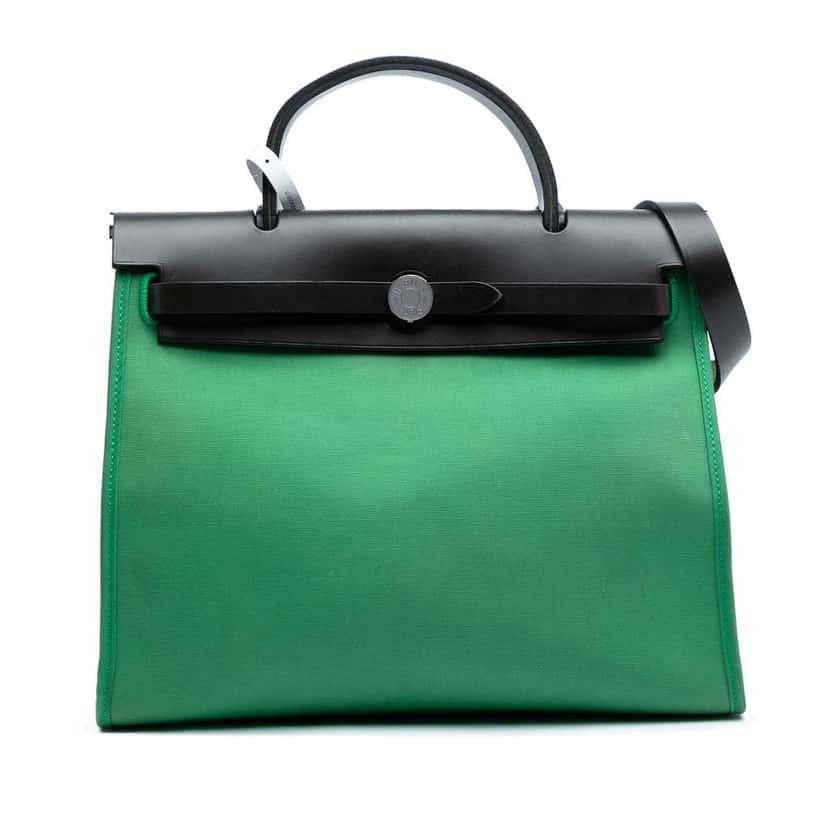 Hermès Toile Herbag Zip 31 Green Canvas Good condition - Front View