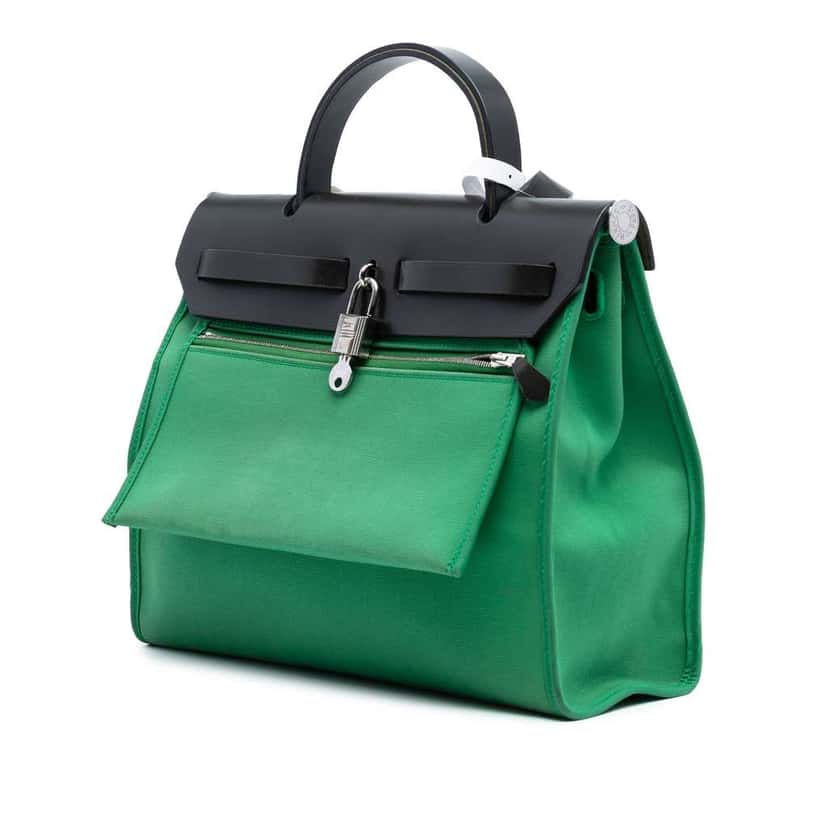 Hermès Toile Herbag Zip 31 Green Canvas Good condition - Back View