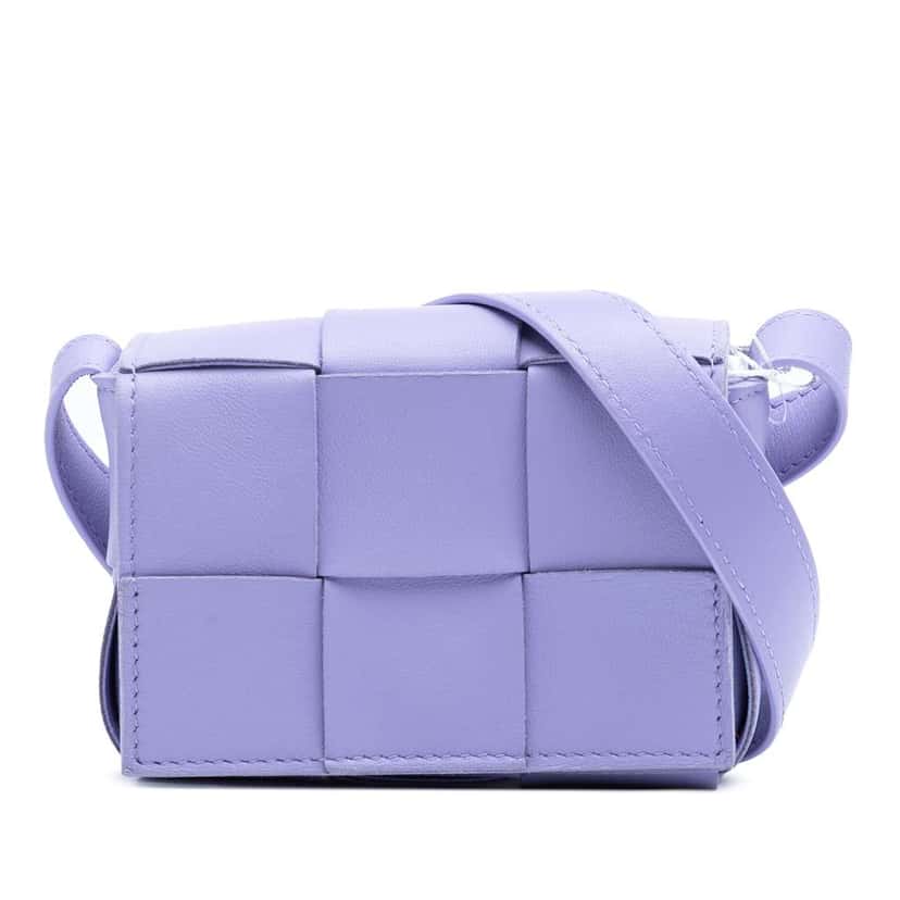 Bottega Veneta Extra Mini Nappa Maxi Intrecciato Cassette Crossbody Purple Leather Good condition - Front View