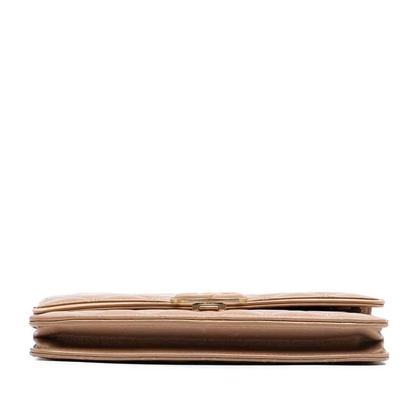 Chanel Quilted Metallic Lambskin CC Chic Wallet on Chain Brown Leather Good condition - Inside View