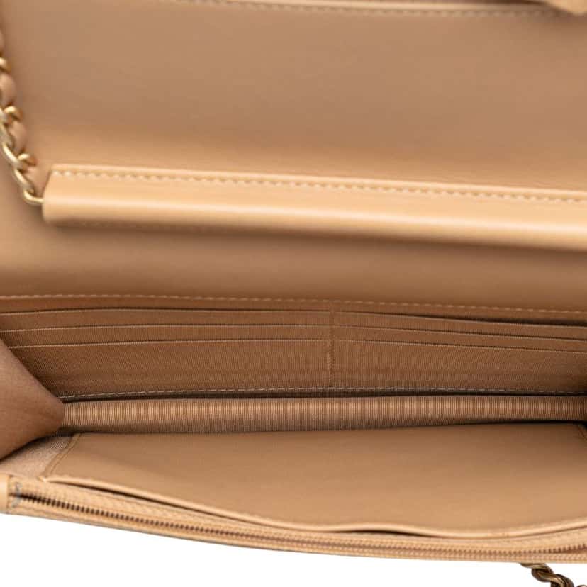 Chanel Quilted Metallic Lambskin CC Chic Wallet on Chain Brown Leather Good condition - Model View