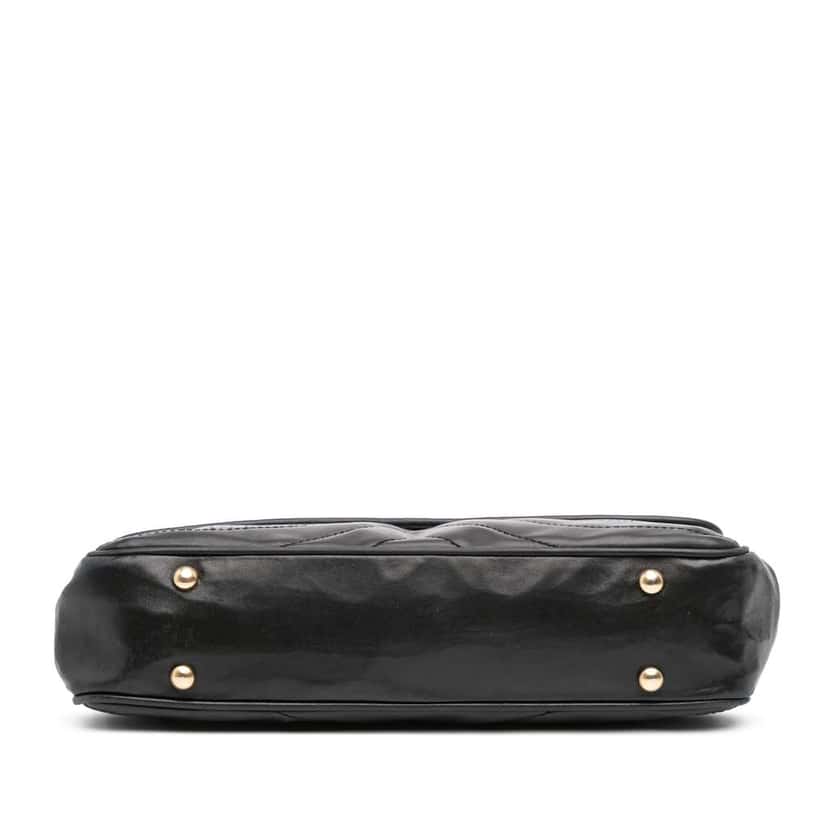 Chanel CC Quilted Lambskin East West Straight Flap Black Leather Good condition - Inside View
