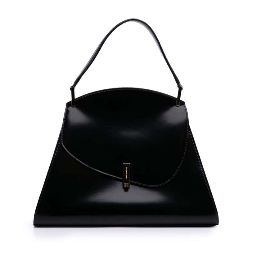 Salvatore Ferragamo Medium Leather Prisma Top Handle Bag Black Leather Good condition - Front View