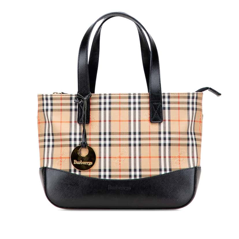 Burberry Haymarket Check Canvas Handbag Brown Canvas Good condition - Front View