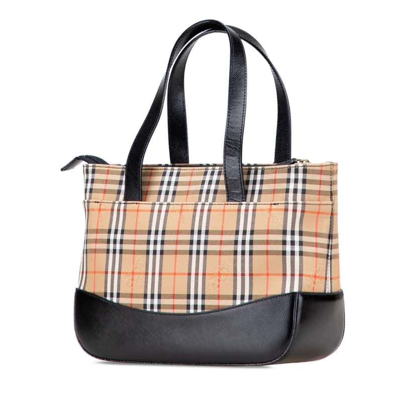 Burberry Haymarket Check Canvas Handbag Brown Canvas Good condition - Back View