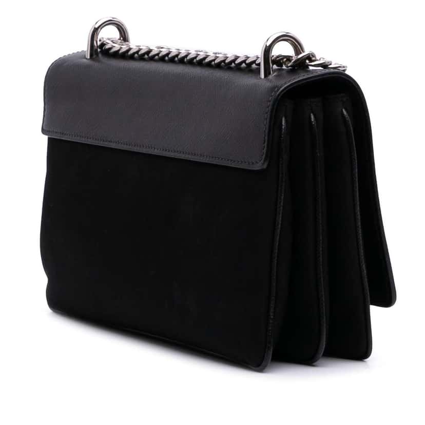 Prada Saffiano Trimmed Tessuto Chain Crossbody Black Good condition - Back View