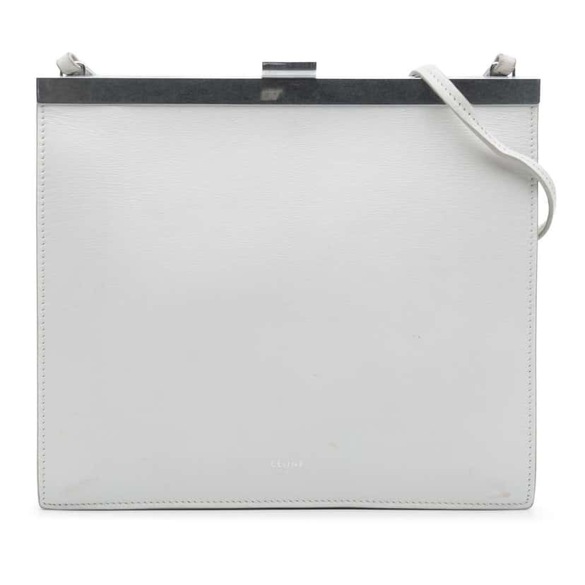 Celine Mini Leather Clasp Crossbody White Leather Good condition - Front View