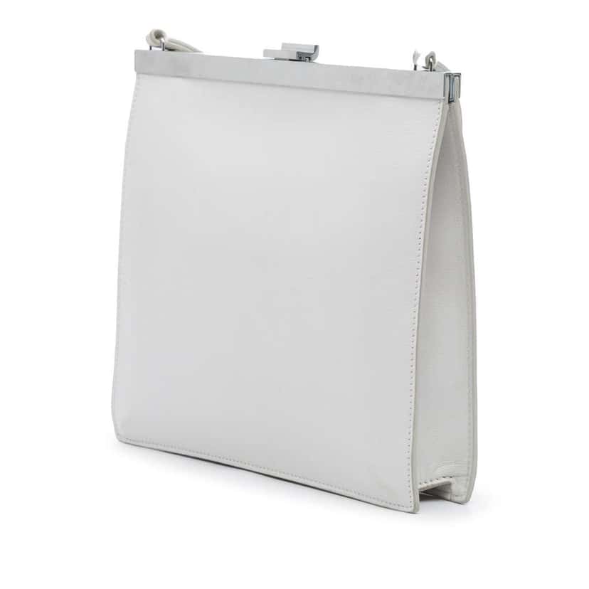 Celine Mini Leather Clasp Crossbody White Leather Good condition - Back View
