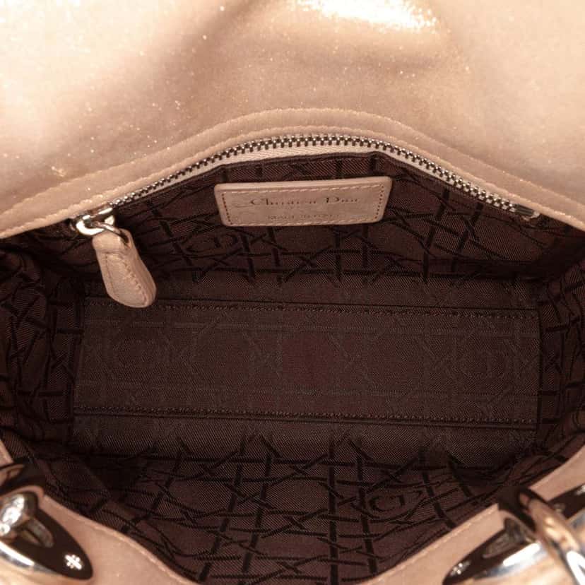 Dior Mini Iridescent Lambskin Cannage Lady Dior Gold Leather Good condition - Model View