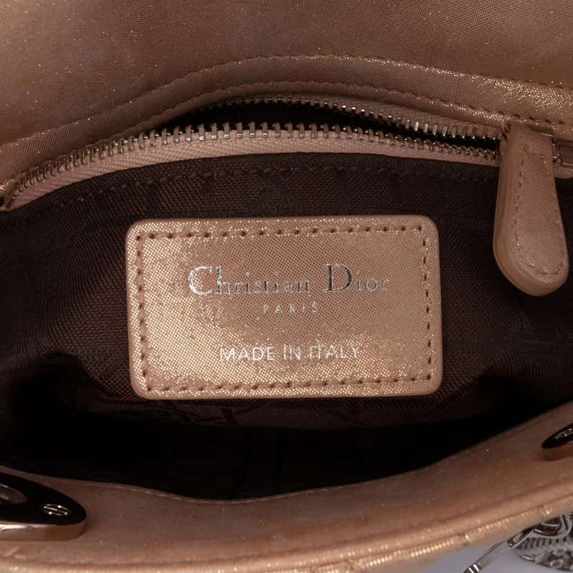 Dior Mini Iridescent Lambskin Cannage Lady Dior Gold Leather Good condition - Box View