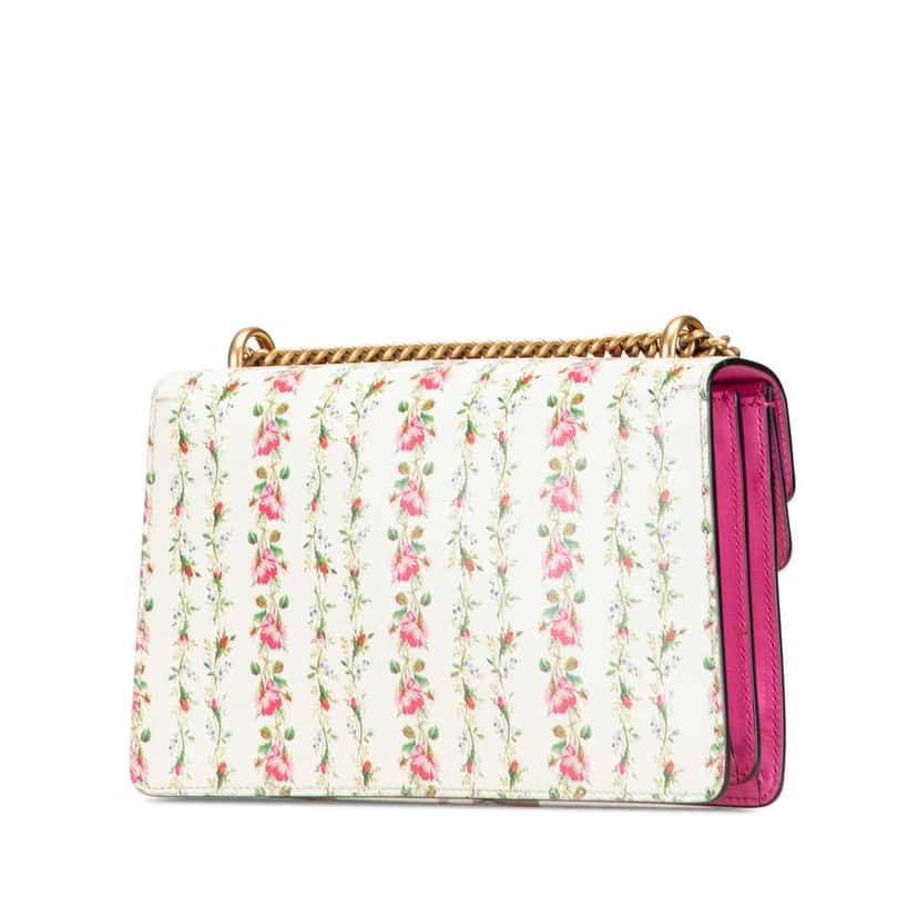 Gucci Limited Edition Small Calfskin Floral Print Dionysus Shoulder Bag White Leather Good condition - Back View