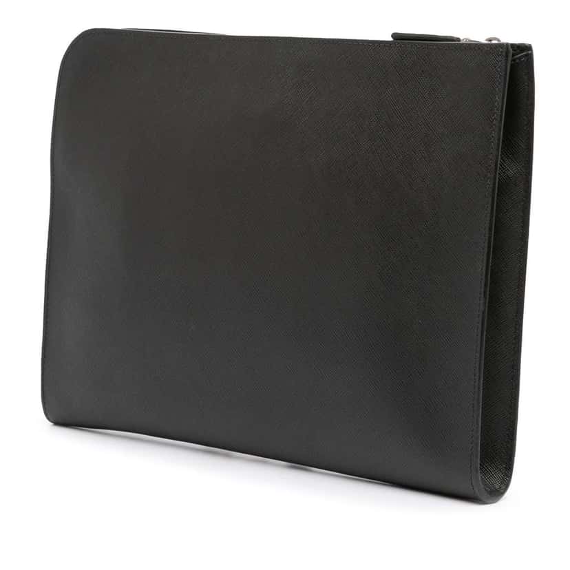 Prada Saffiano Clutch Black Leather Good condition - Back View