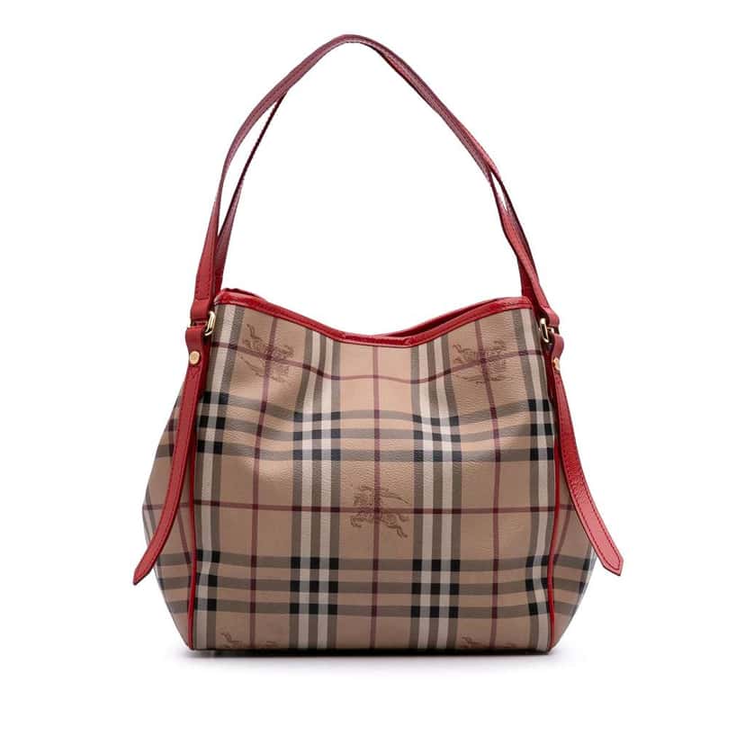 Burberry Small Haymarket Check Coated Canvas Canterbury Tote Brown Canvas Good condition - Front View