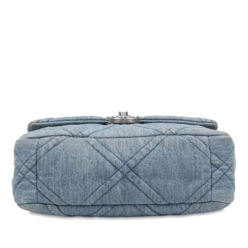 Chanel Medium Double Stitched Denim 19 Flap Blue Denim Good condition - Inside View