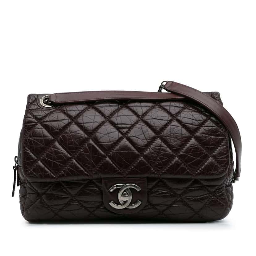 Chanel Jumbo Quilted Aged Calfskin New Portobello Flap Red Leather Good condition - Front View