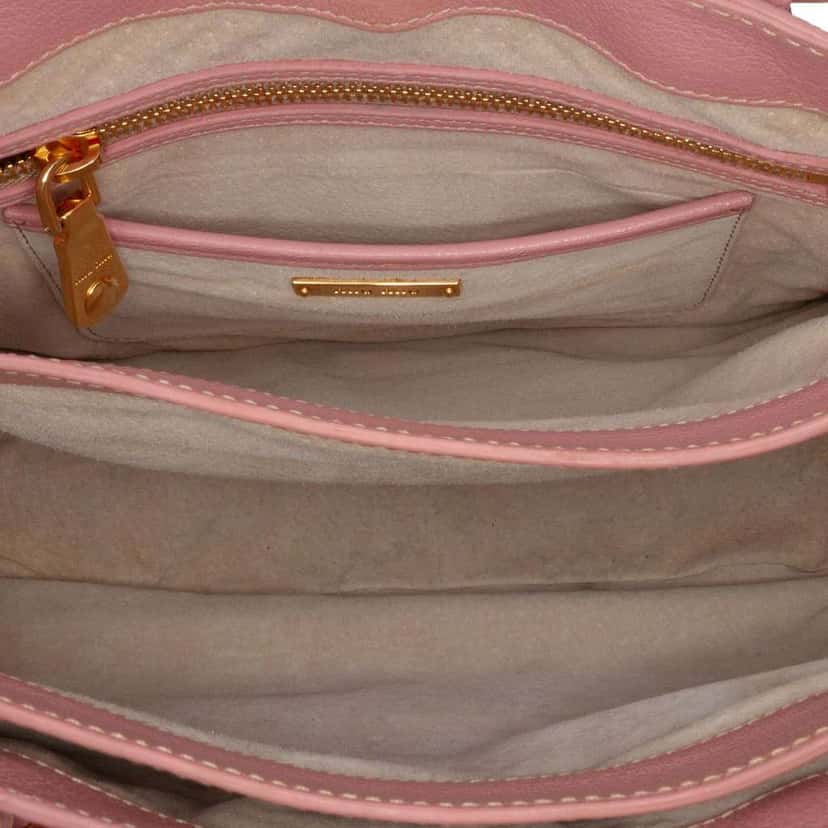 Miu Miu Goatskin Madras Satchel Pink Leather Good condition - Model View