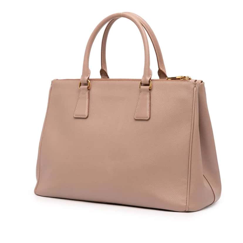 Prada Medium Saffiano Lux Galleria Double Zip Satchel Brown Leather Good condition - Back View