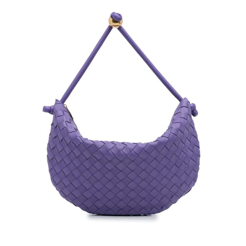 Bottega Veneta Small Nappa Intrecciato Turn Pouch Purple Leather Very good condition - Front View