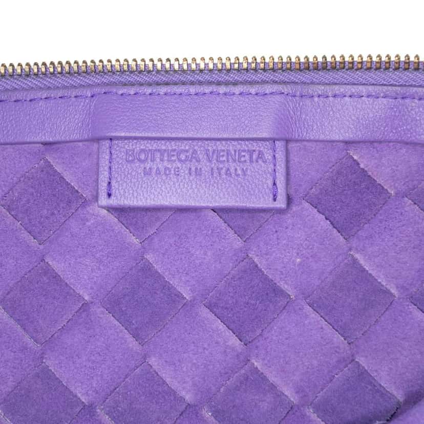 Bottega Veneta Small Nappa Intrecciato Turn Pouch Purple Leather Very good condition - Box View
