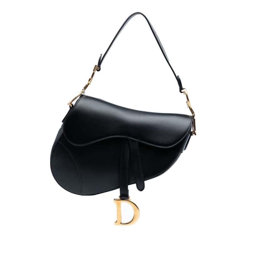 Dior Mini Leather Saddle Bag Black Leather Good condition - Front View