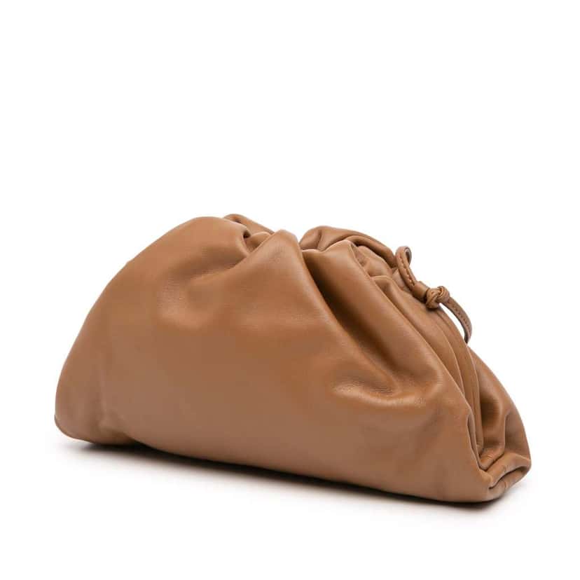 Bottega Veneta Lambskin The Mini Pouch Crossbody Brown Leather Good condition - Back View