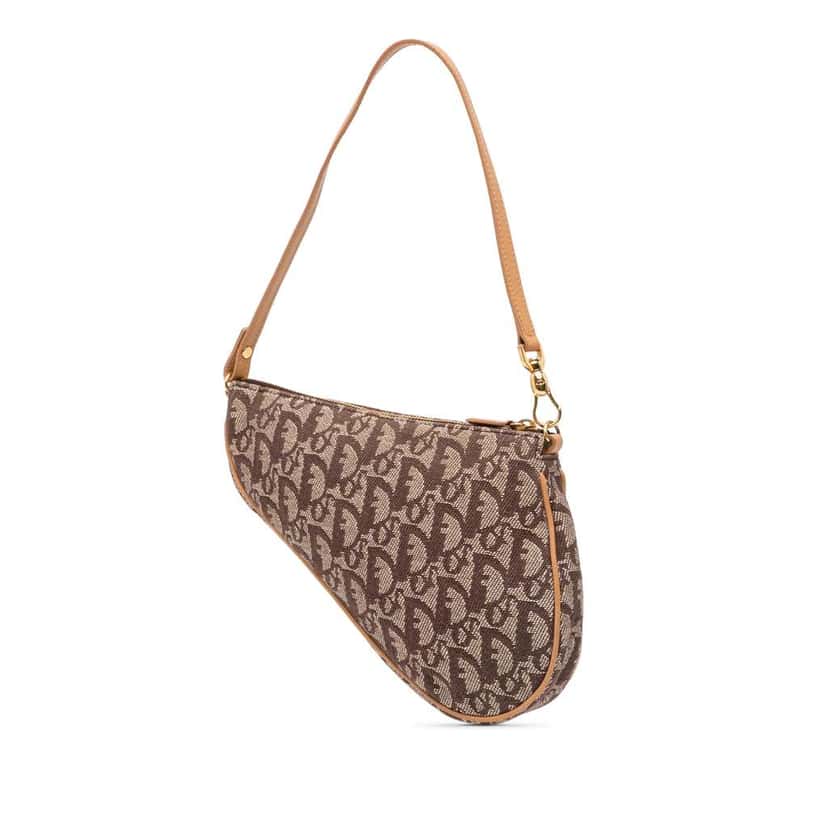 Dior Mini Diorissimo Canvas Saddle Pochette Brown Canvas Good condition - Back View