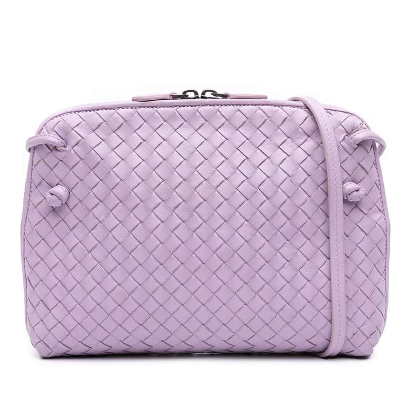 Bottega Veneta Nappa Intrecciato Nodini Crossbody Purple Leather Good condition - Front View