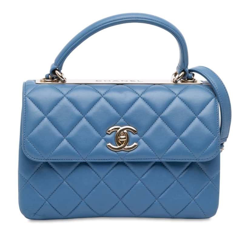 Chanel Small Quilted Lambskin Trendy CC Flap Blue Leather Good condition - Front View