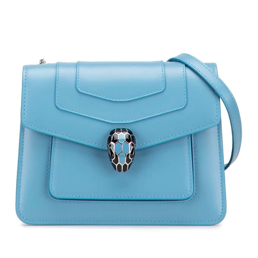 Bvlgari Leather Serpenti Forever Crossbody Blue Leather Good condition - Front View