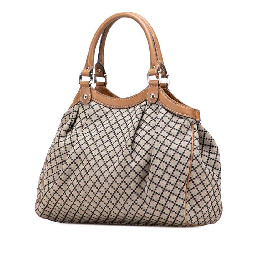 Gucci Medium Diamante Canvas Sukey Tote Brown Canvas Good condition - Back View