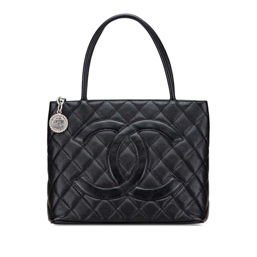 Chanel Caviar Medallion Tote Black Leather Good condition - Front View
