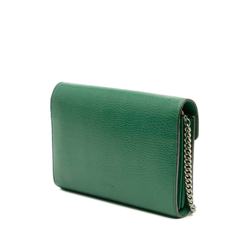 Gucci Mini Leather Dionysus Wallet on Chain Green Leather Good condition - Back View