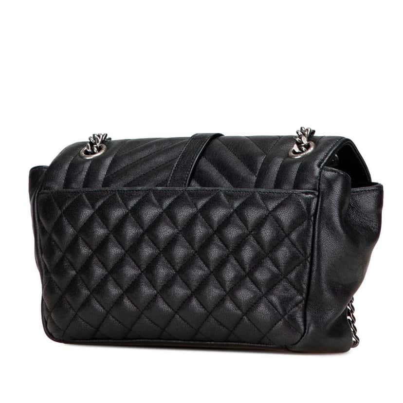 Saint Laurent Medium Sheepskin Triquilt Monogram College Bag Black Leather Good condition - Back View