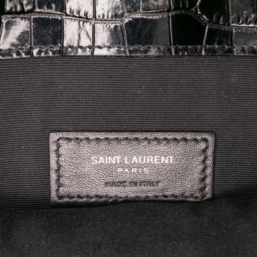 Saint Laurent Croc Embossed Patent Leather Uptown Pouch Black Leather Good condition - Box View