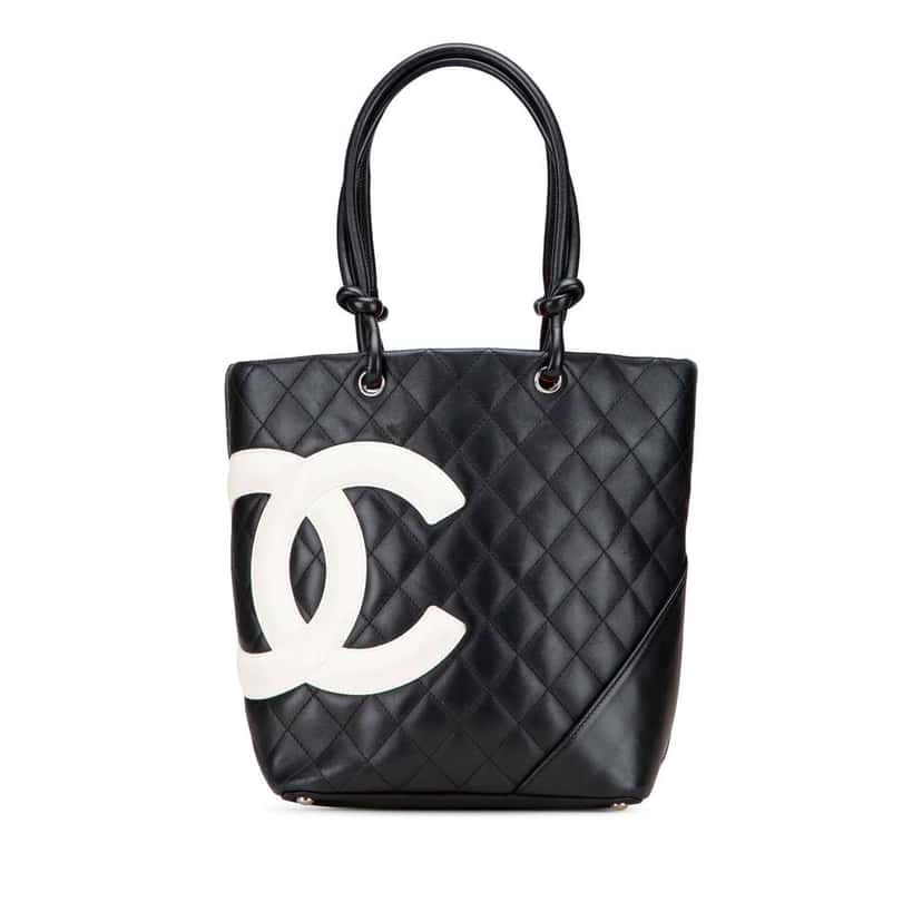 Chanel Medium Lambskin Cambon Ligne Tote Black Leather Good condition - Front View