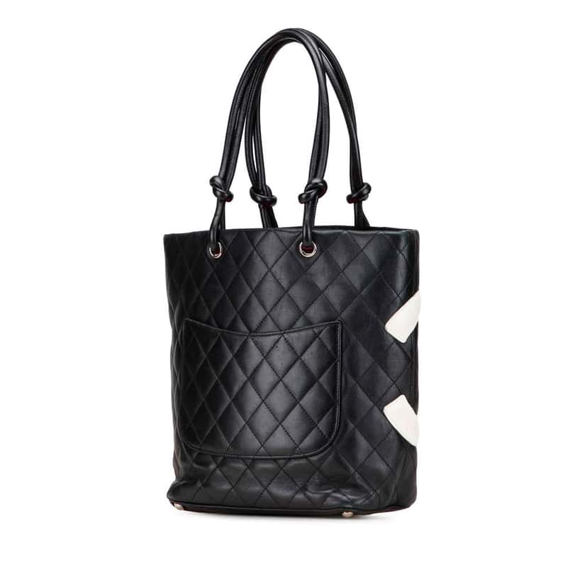 Chanel Medium Lambskin Cambon Ligne Tote Black Leather Good condition - Back View