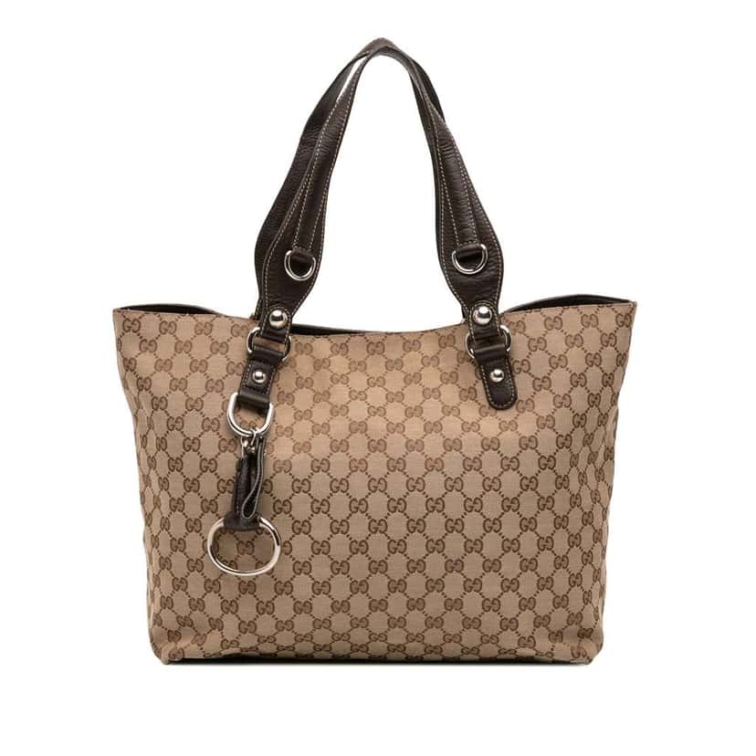 Gucci GG Canvas Icon Bit Tote Brown Canvas Good condition - Front View