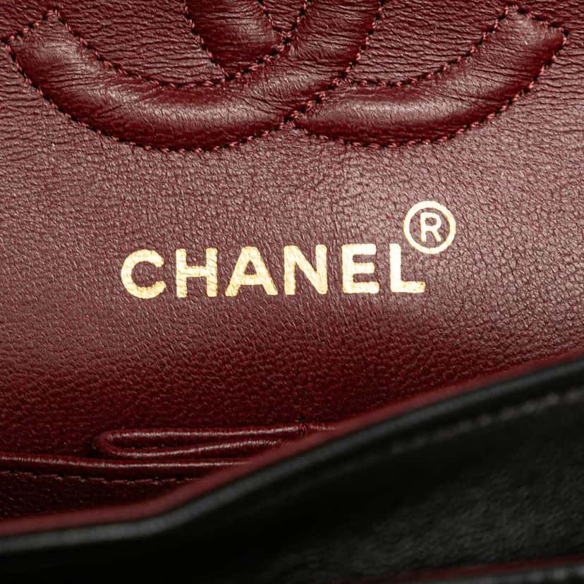 Chanel Small Classic Lambskin Double Flap Black Leather Good condition - Box View