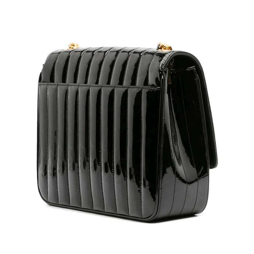 Saint Laurent Large Patent Vicky Crossbody Black Leather Good condition - Back View