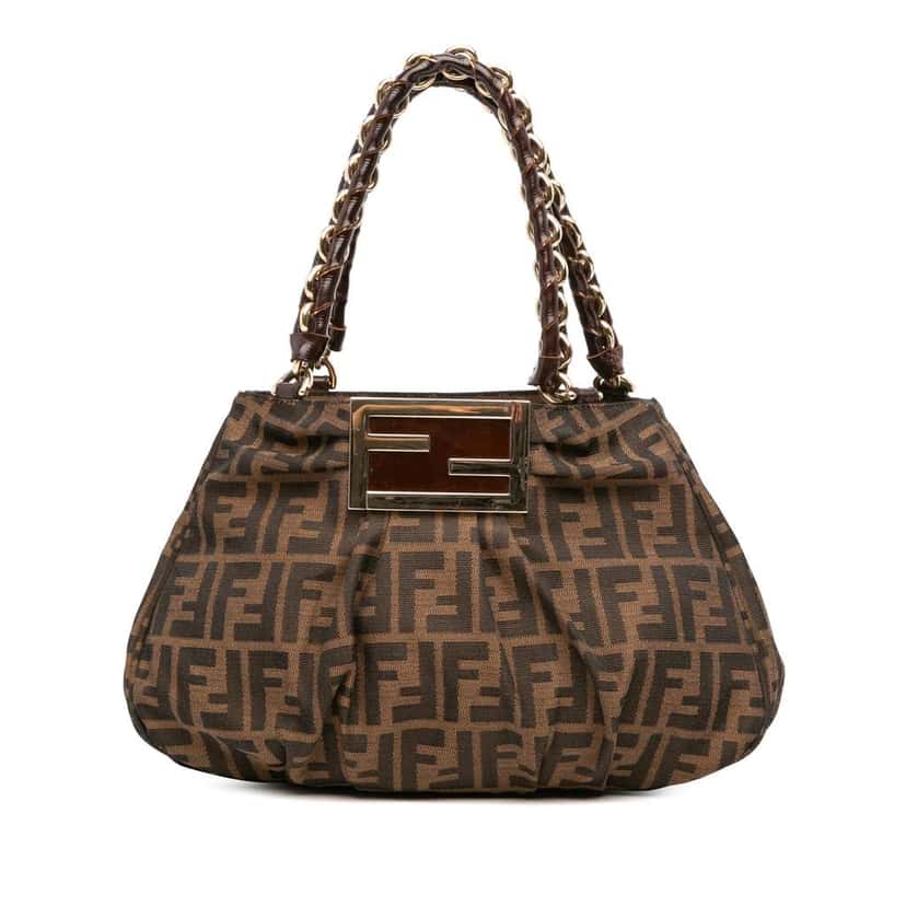 Fendi Small Zucca Canvas Mia Chain Tote Brown Canvas Good condition - Front View