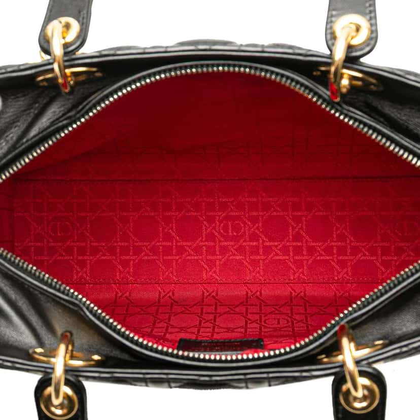 Dior Large Lambskin Cannage Lady Dior Black Leather Good condition - Model View