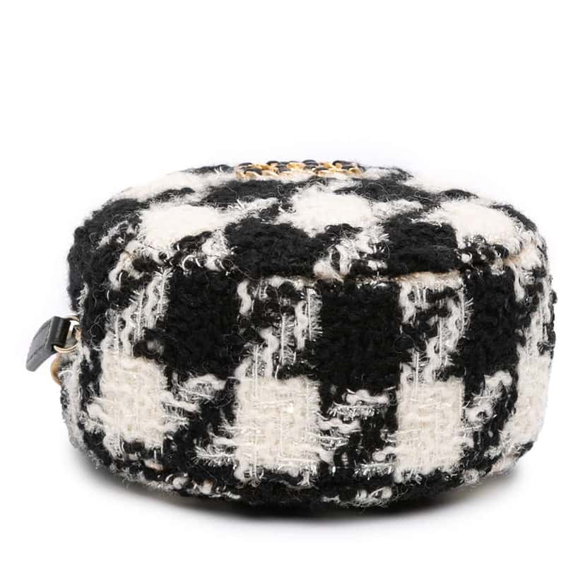 Chanel Tweed 19 Round Clutch with Chain and Coin Purse White Tweed Very good condition - Inside View