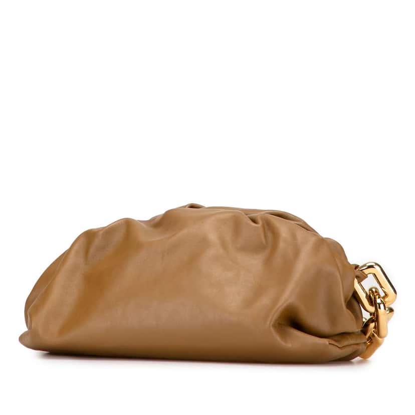 Bottega Veneta Lambskin Chain Pouch Brown Leather Good condition - Back View