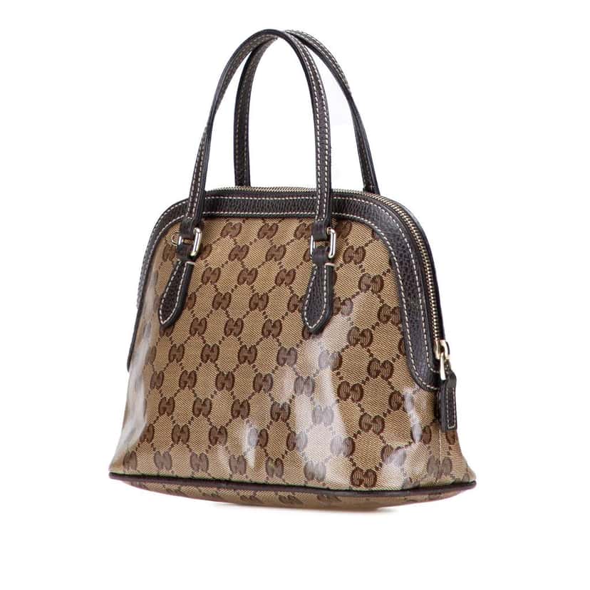 Gucci Mini GG Crystal Dome Satchel Brown Canvas Good condition - Back View