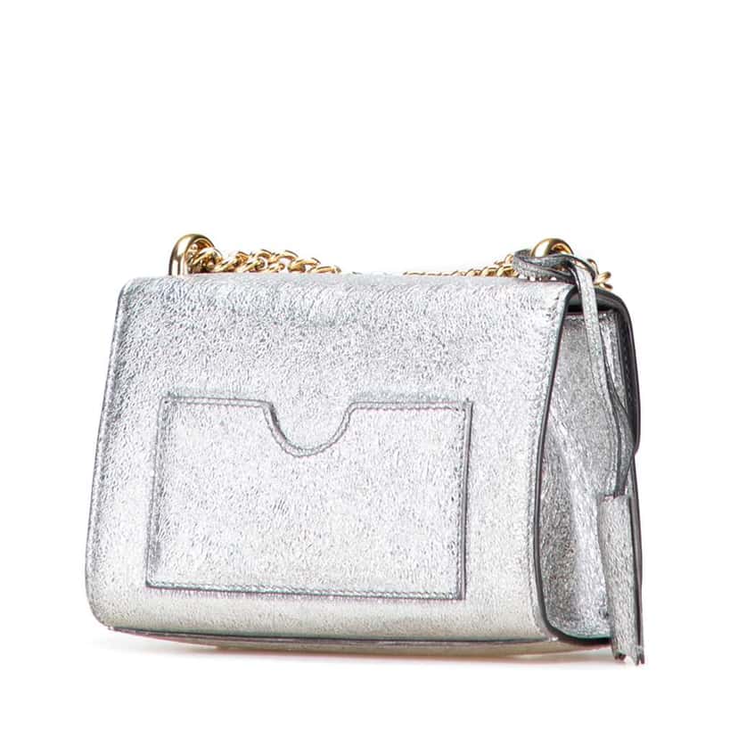 Gucci Small Metallic Leather Padlock Crossbody Silver Leather Good condition - Back View