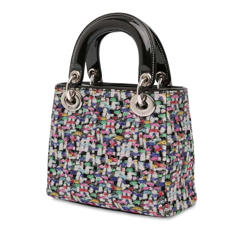 Dior Mini Multicolor Metallic Fabric and Patent Leather Lady Dior Black Polyester Good condition - Back View